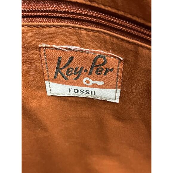 Fossil Key Per Quilted Messenger Bag Laptop Bag Computer Tote Brown & Or… - Picture 7 of 12